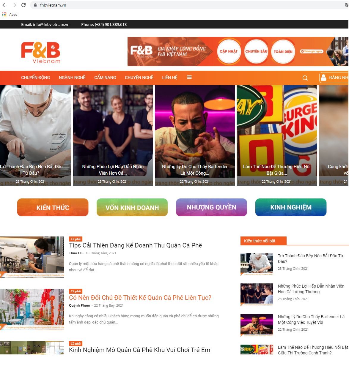 FnB Vietnam – Chuyên trang thông tin tổng hợp cho ngành kinh doanh ẩm thực 